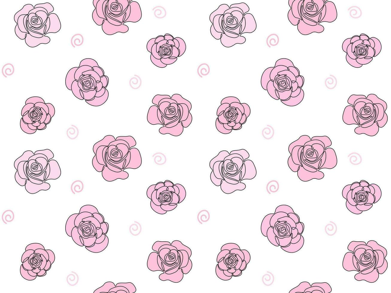 Seamless pattern of pink roses vector
