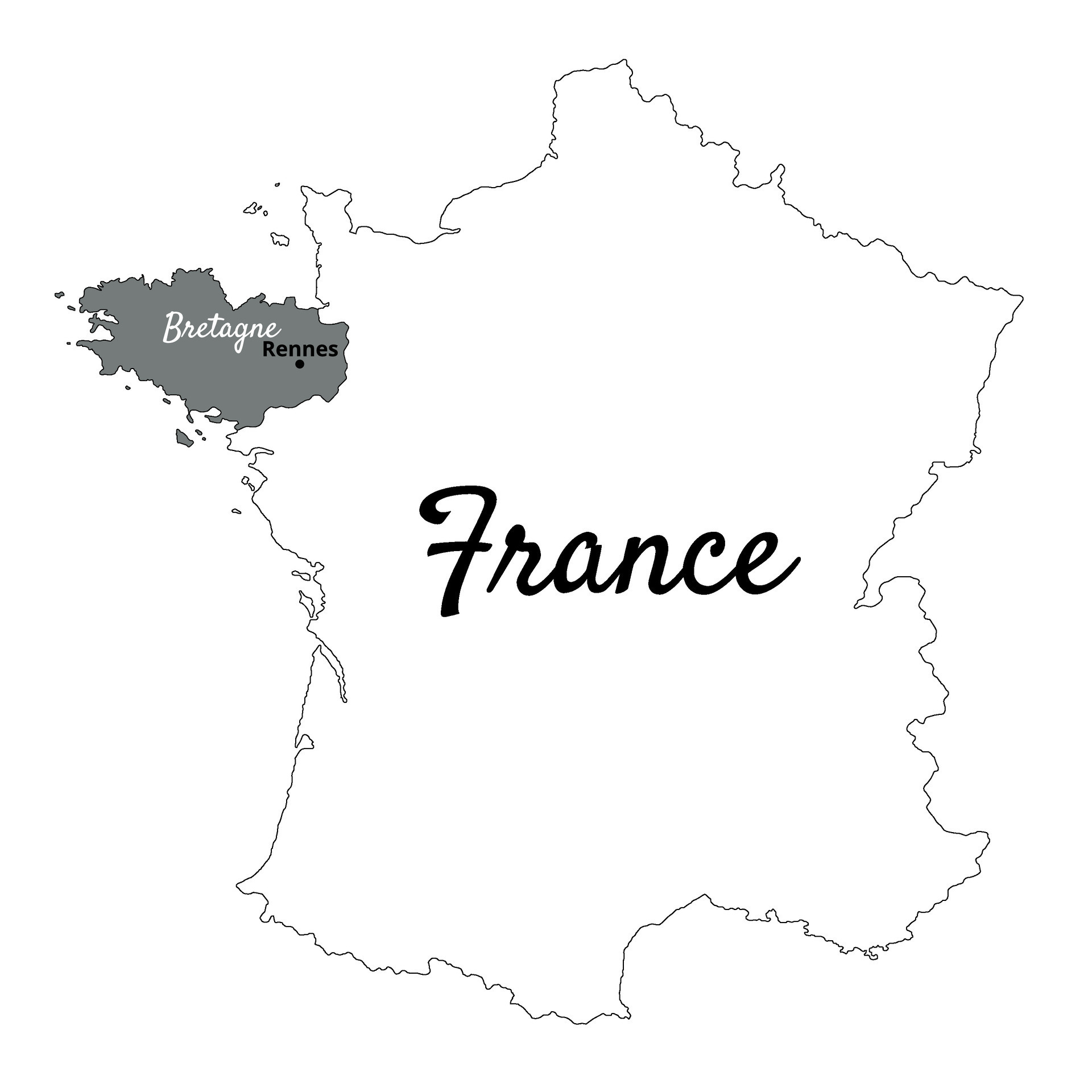 Map of Breton Rennes on a map of France. Vector illustration 36009264 