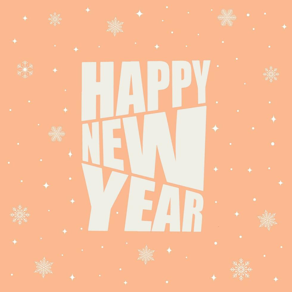 texto contento nuevo año, escrito letras. contento Días festivos cita. antecedentes con el efecto de que cae nieve. genial para Navidad y nuevo año tarjetas, carteles, regalo etiquetas vector