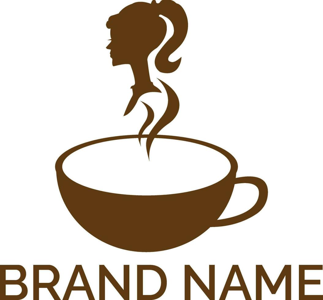 Women and coffee icon logo design concept vector