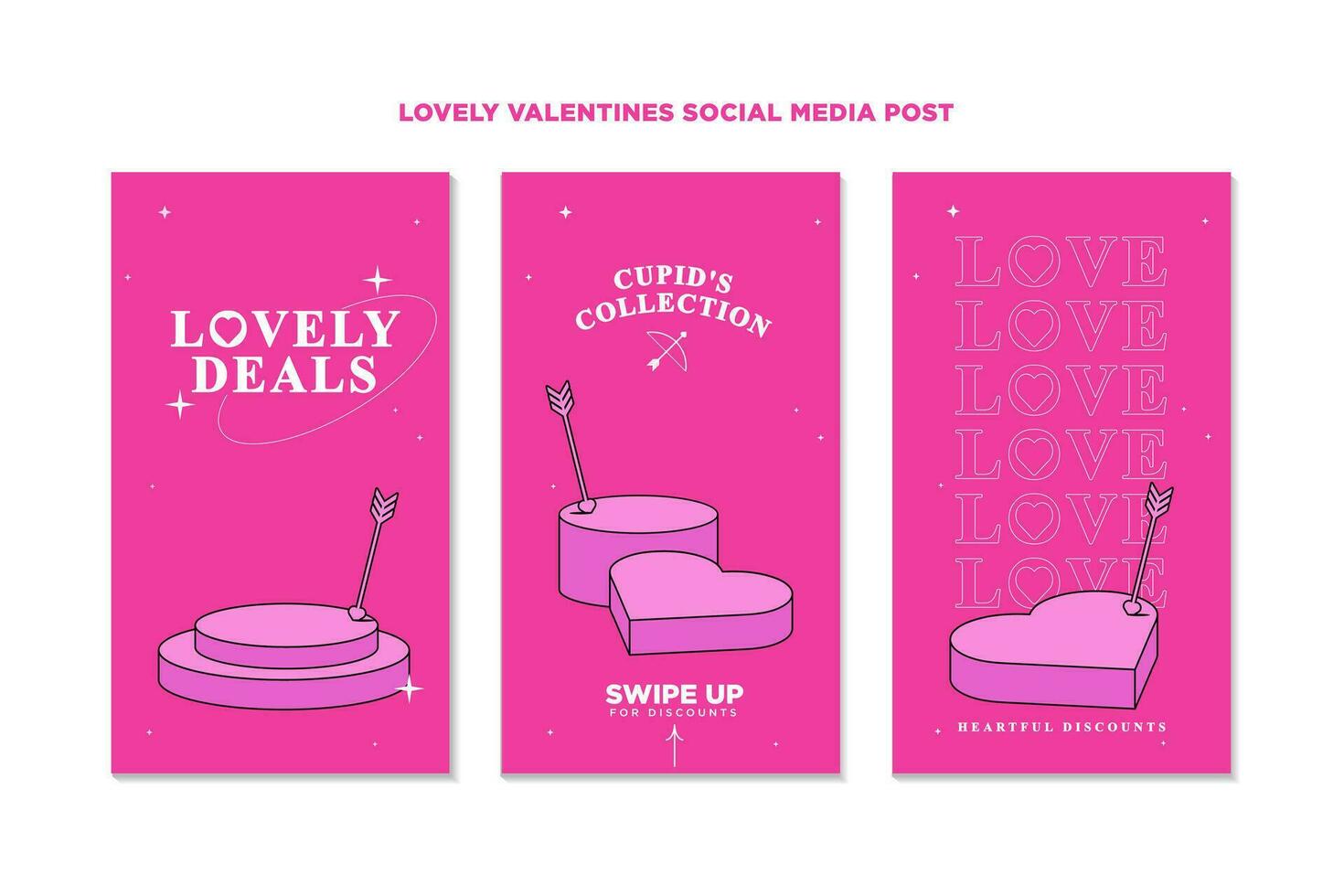 Trendy contemporary pink style with playful Lovely Cupid Valentine's day promotion theme template in a set for banner, feed, background and ads vector