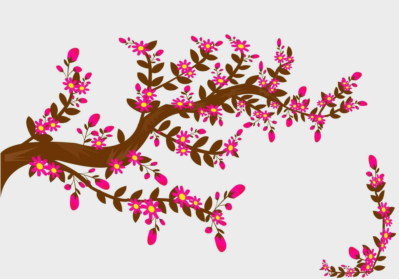 Colorful Flower Tree Drawing Illustration And hand drawn Vector Design