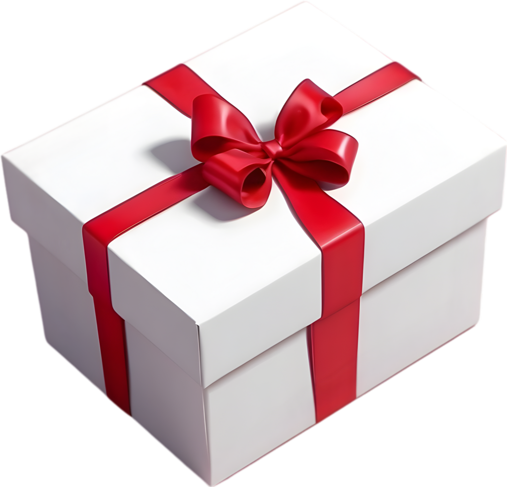 AI generated a gift box with red ribbon on it png