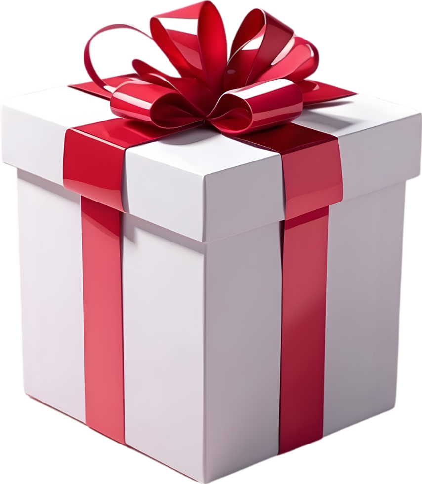 AI generated a gift box with red ribbon on it png
