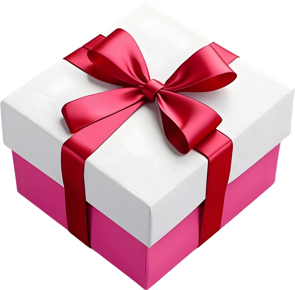 AI generated a gift box with red ribbon on it png