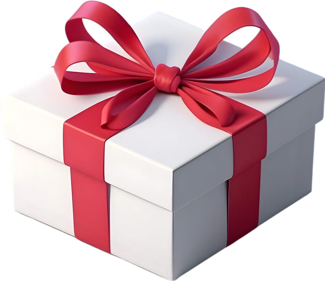 AI generated a gift box with red ribbon on it png