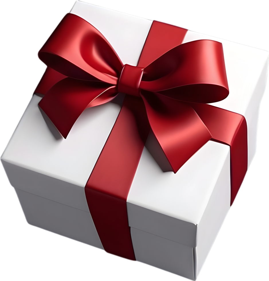AI generated a gift box with red ribbon on it png