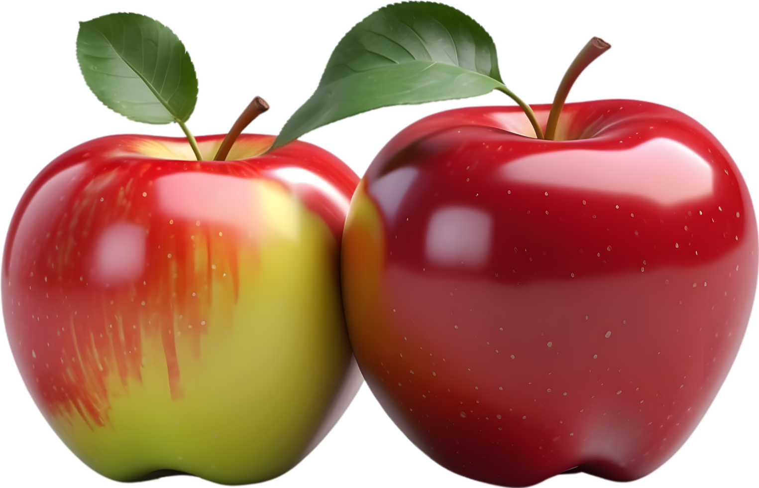 AI generated an apple with a green leaf on it png