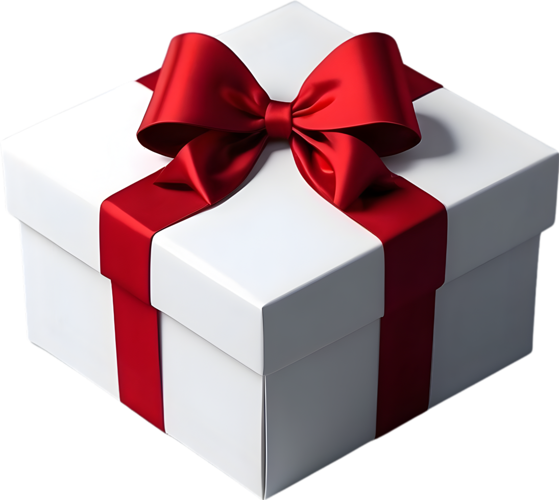 AI generated a gift box with red ribbon on it png