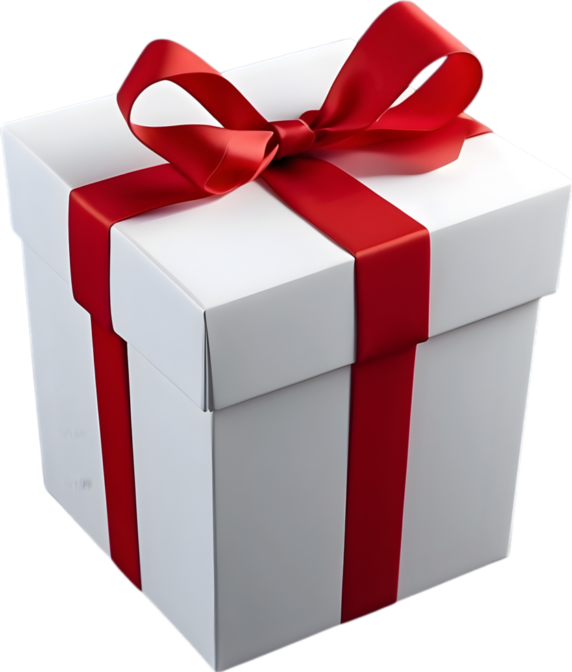 AI generated a gift box with red ribbon on it png