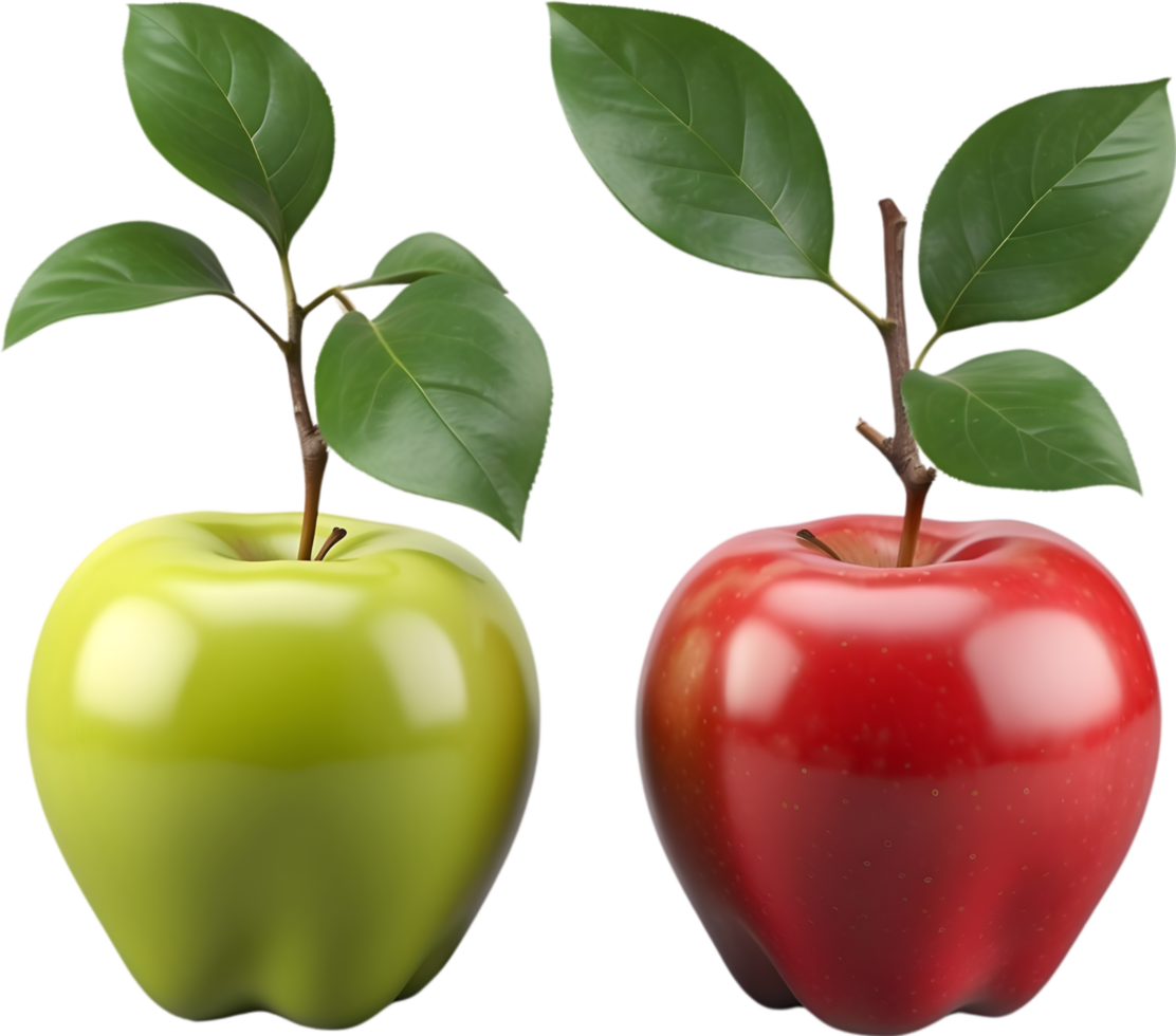 AI generated an apple with a green leaf on it png