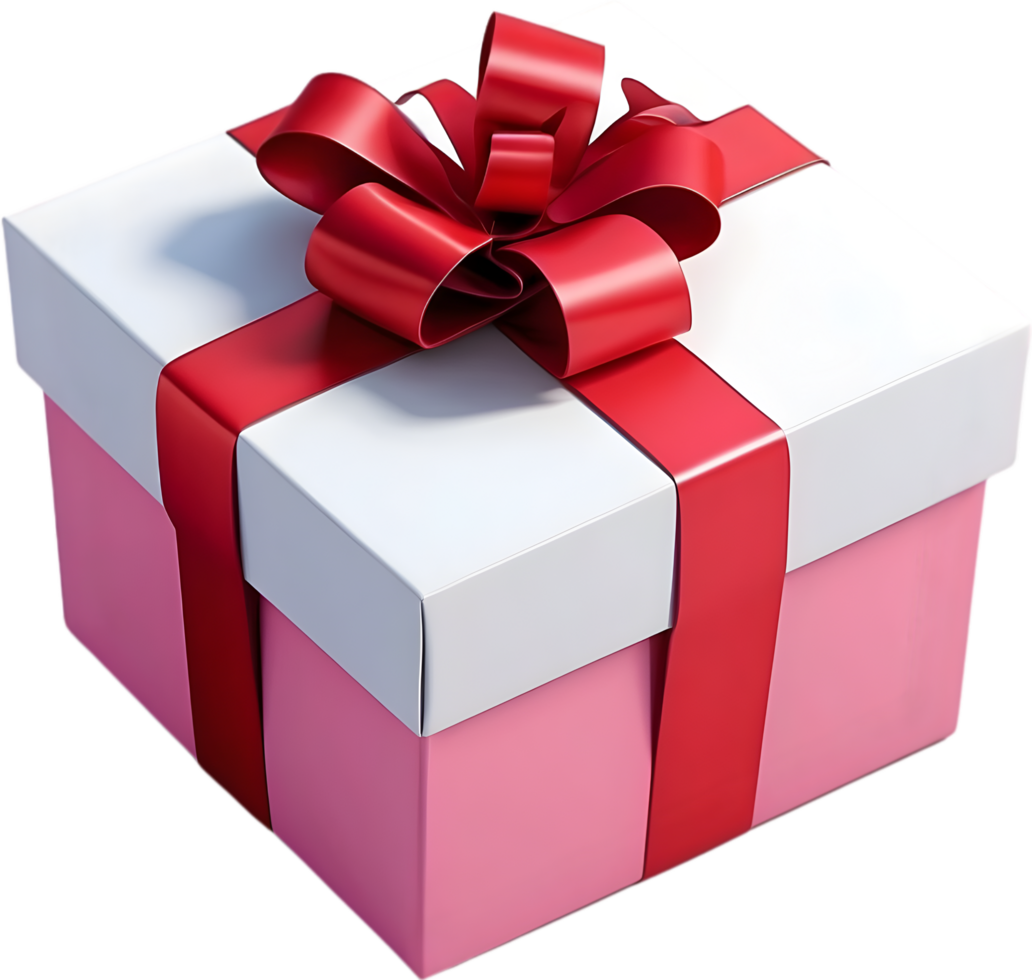 AI generated a gift box with red ribbon on it png