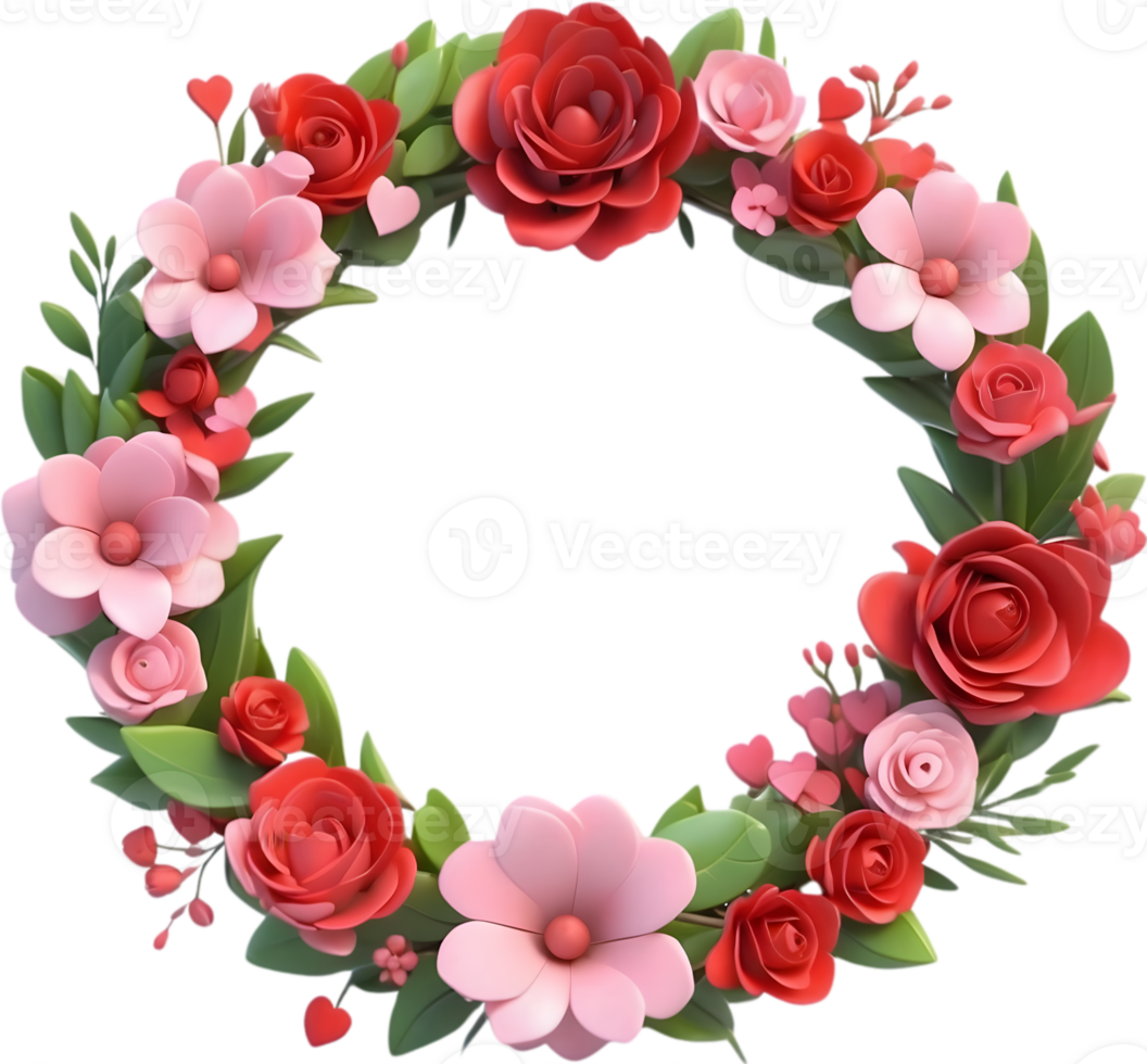AI generated a wreath with flowers for valentine png
