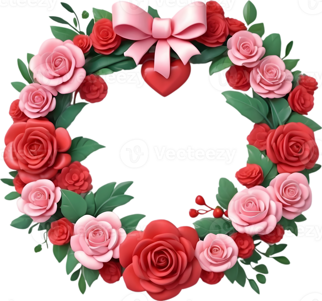 ai gegenereerd een krans met bloemen voor Valentijn png