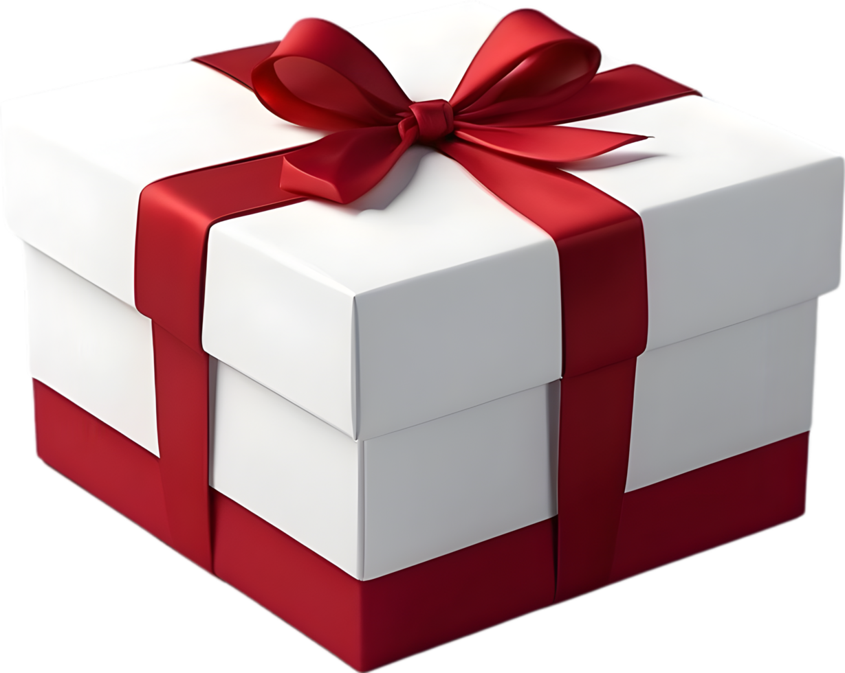 AI generated a gift box with red ribbon on it png