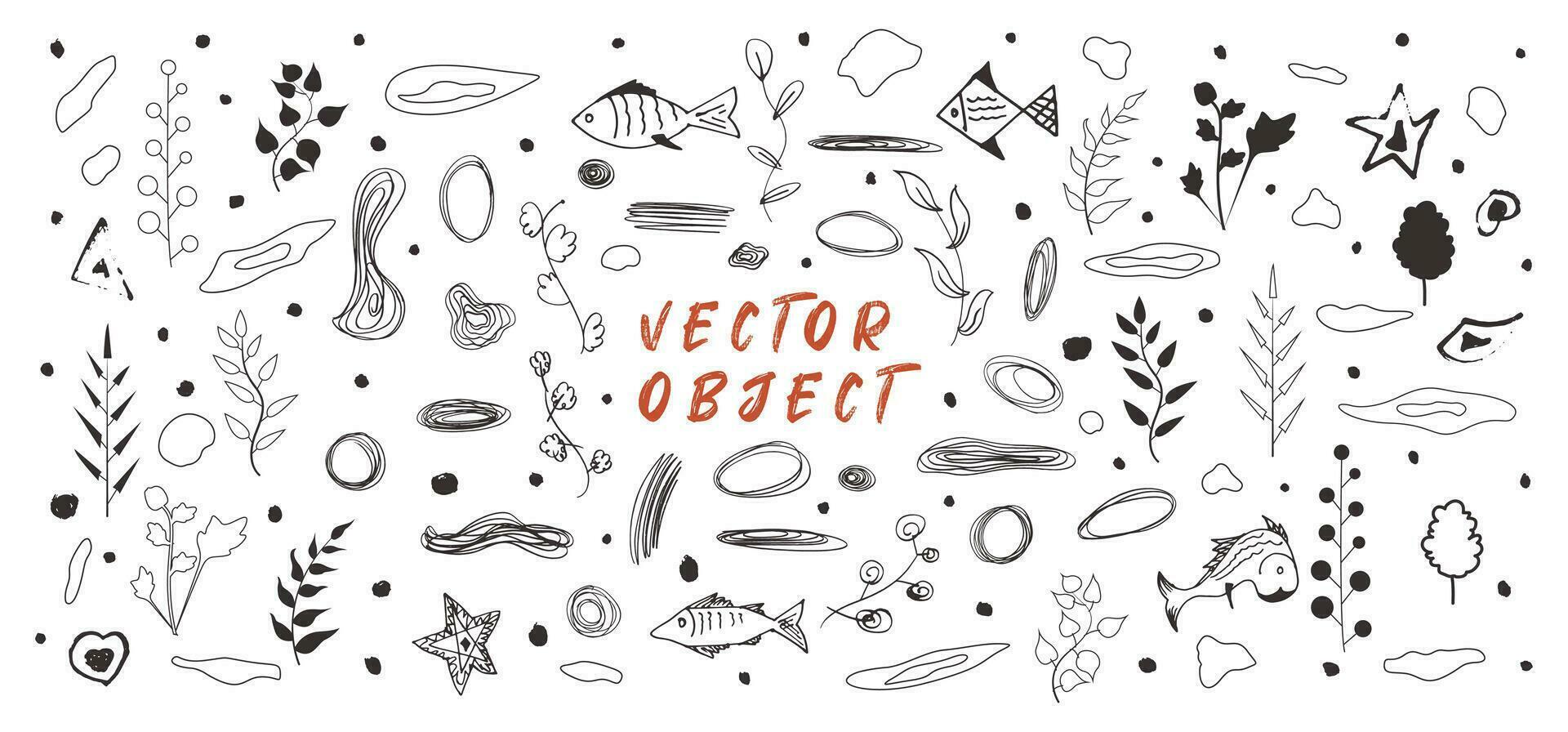 Handmade products. Completely vector and different. This elements that can be used to create any design. Vector brush type object.