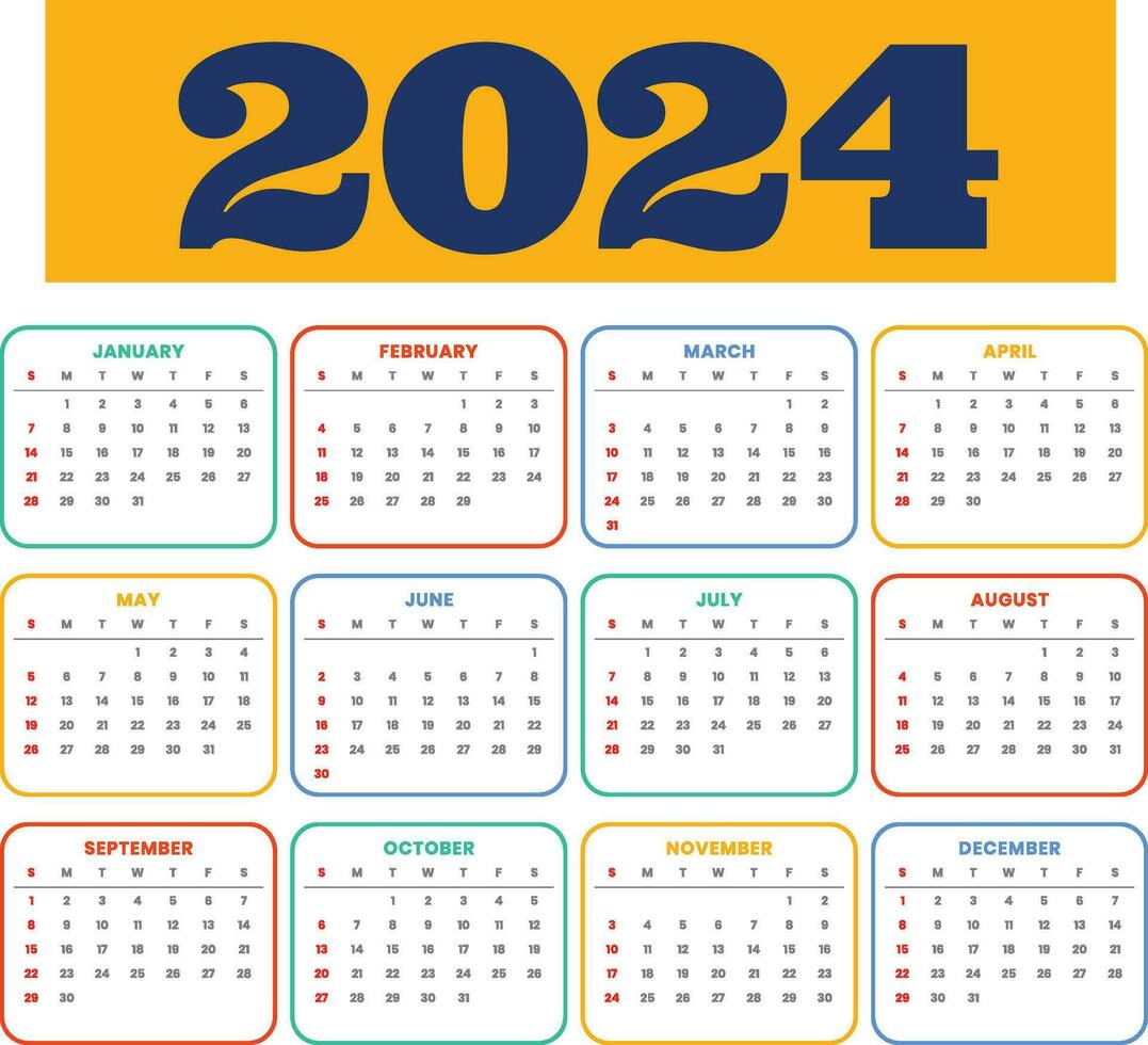 2024 desk calendar design template vector