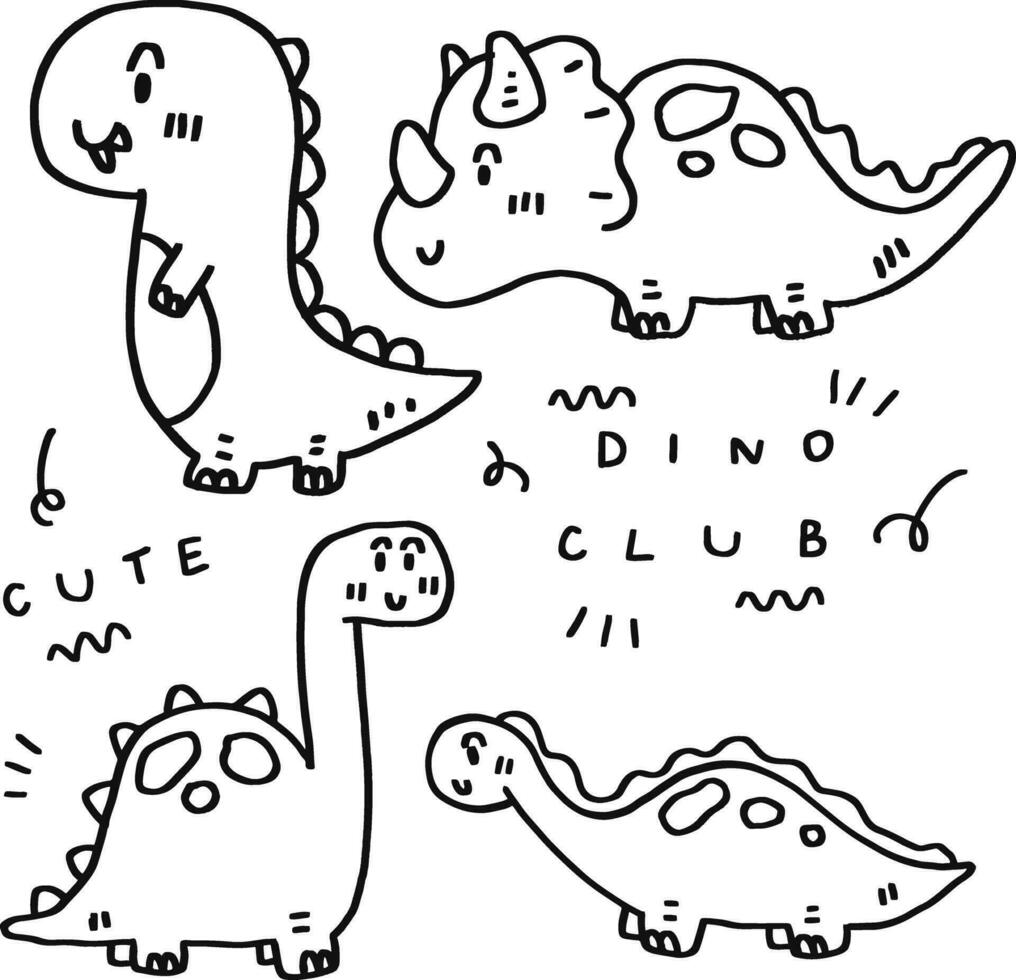 hand drawn cute dino and text for templates vector