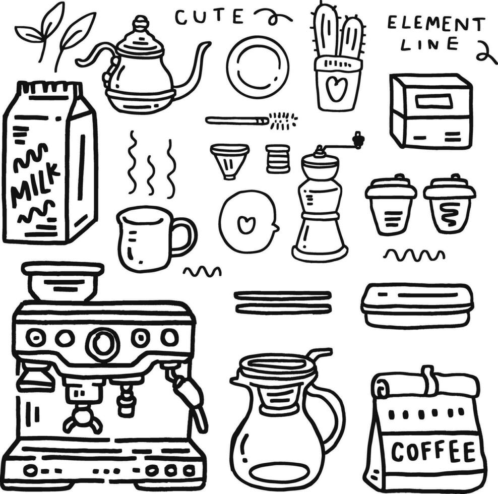 hand drawn cute elements coffee for templates vector