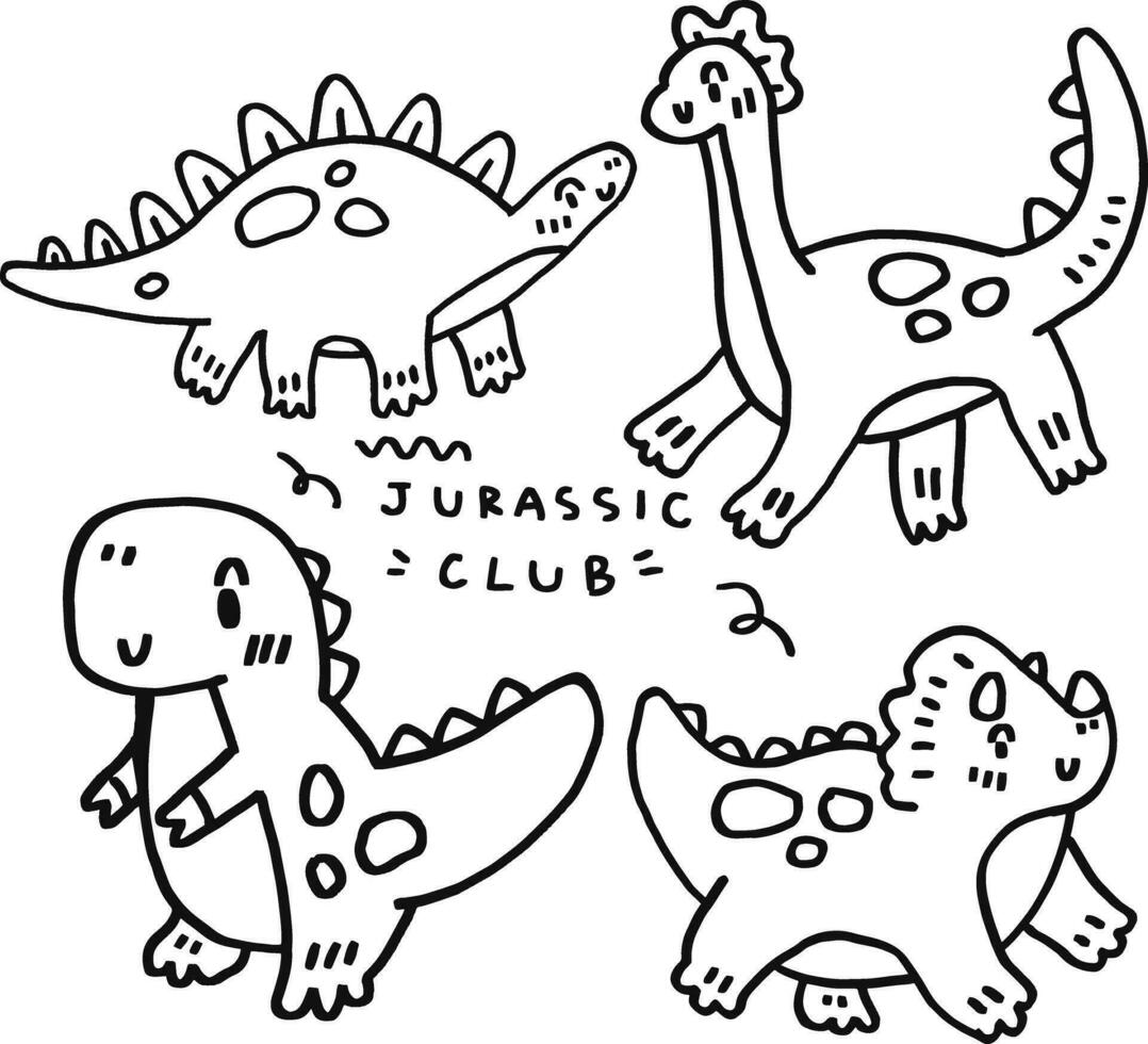 hand drawn cute dino and text for templates vector