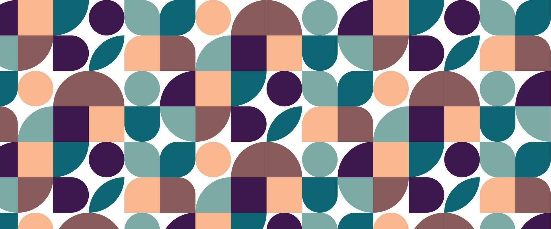 Geometric pattern vector background with Scandinavian abstract color or Swiss geometry prints of rectangles, squares and circles shape design