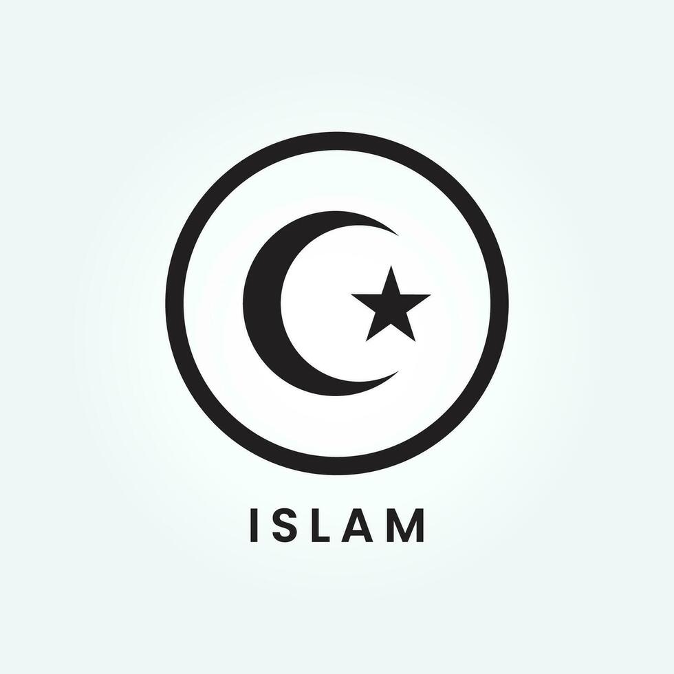 Star and crescent logo symbol of Islam flat icon vector illustration