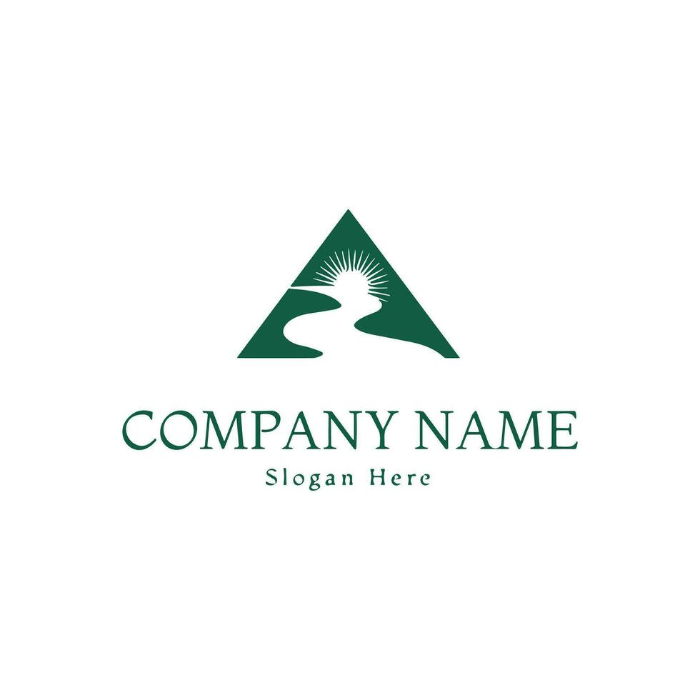 Farm logo. Template with farm landscape. Vector illustration.