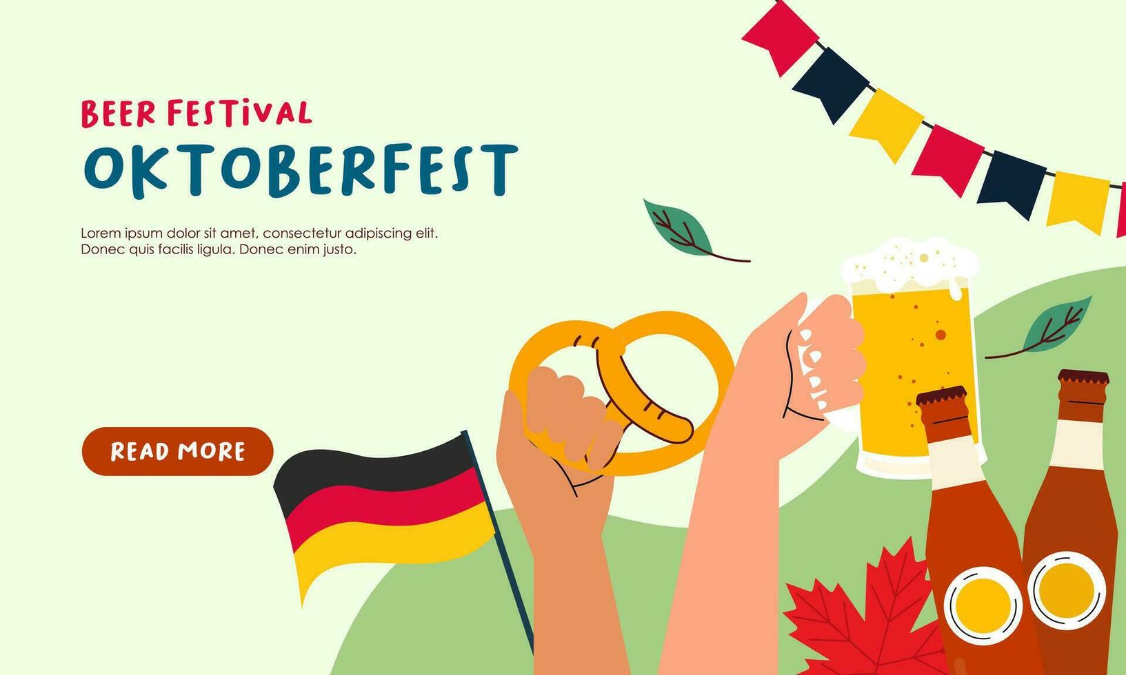 Oktoberfest horizontal bandera vector diseño