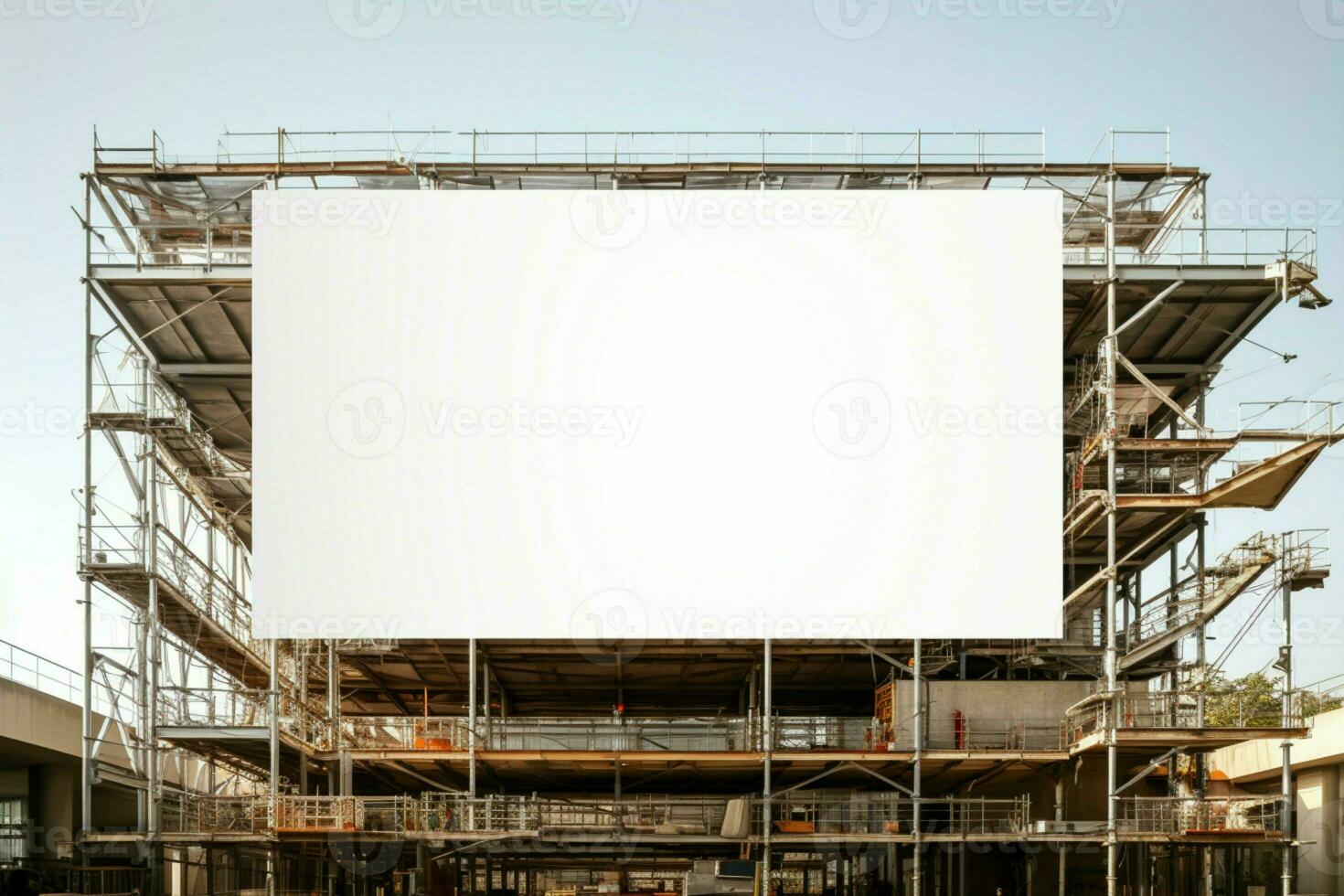 AI generated Project planning perfection Scaffold and building mock up in a construction setting AI Generated photo