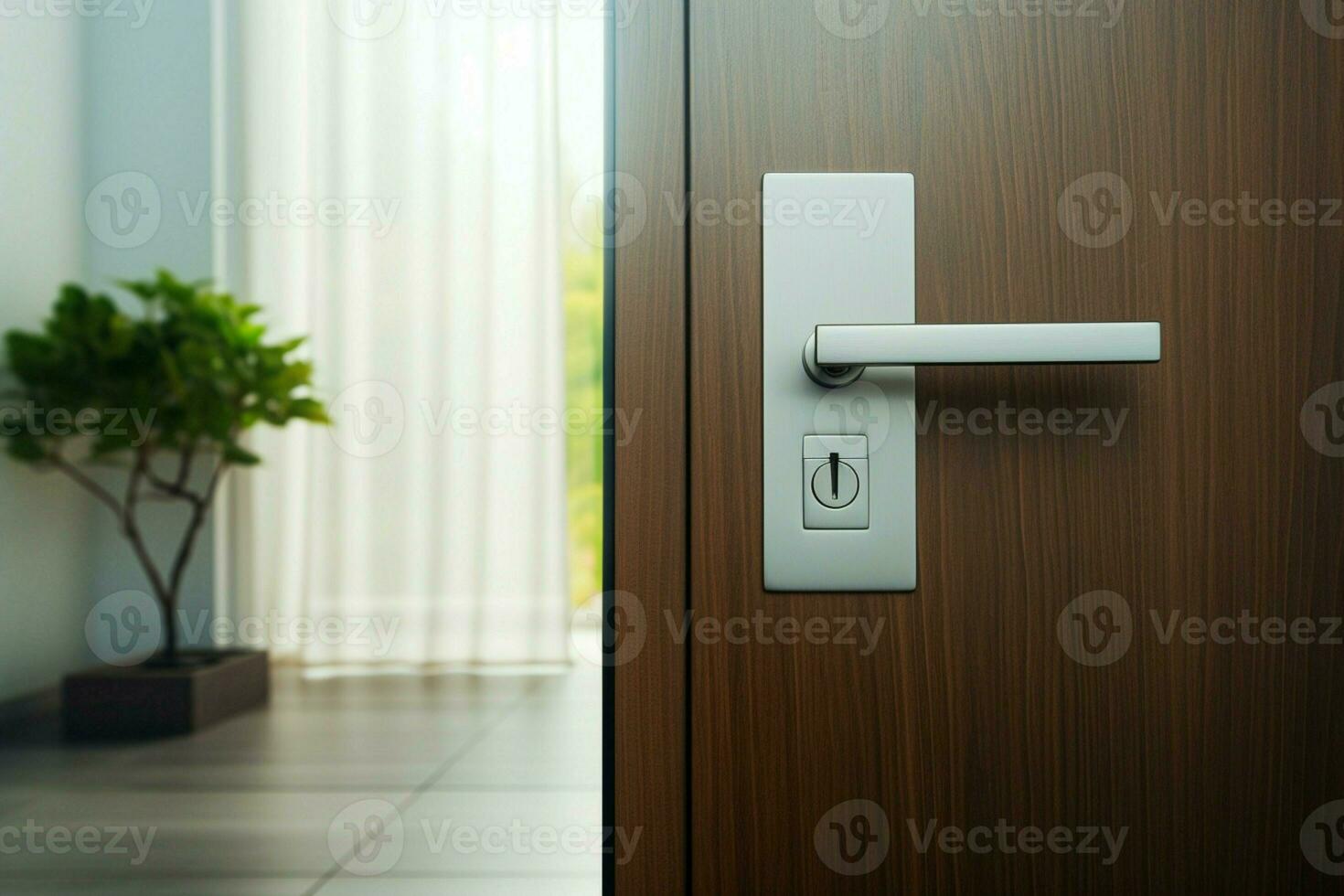 AI generated Modern white door interior enhanced by a sleek door handle photo