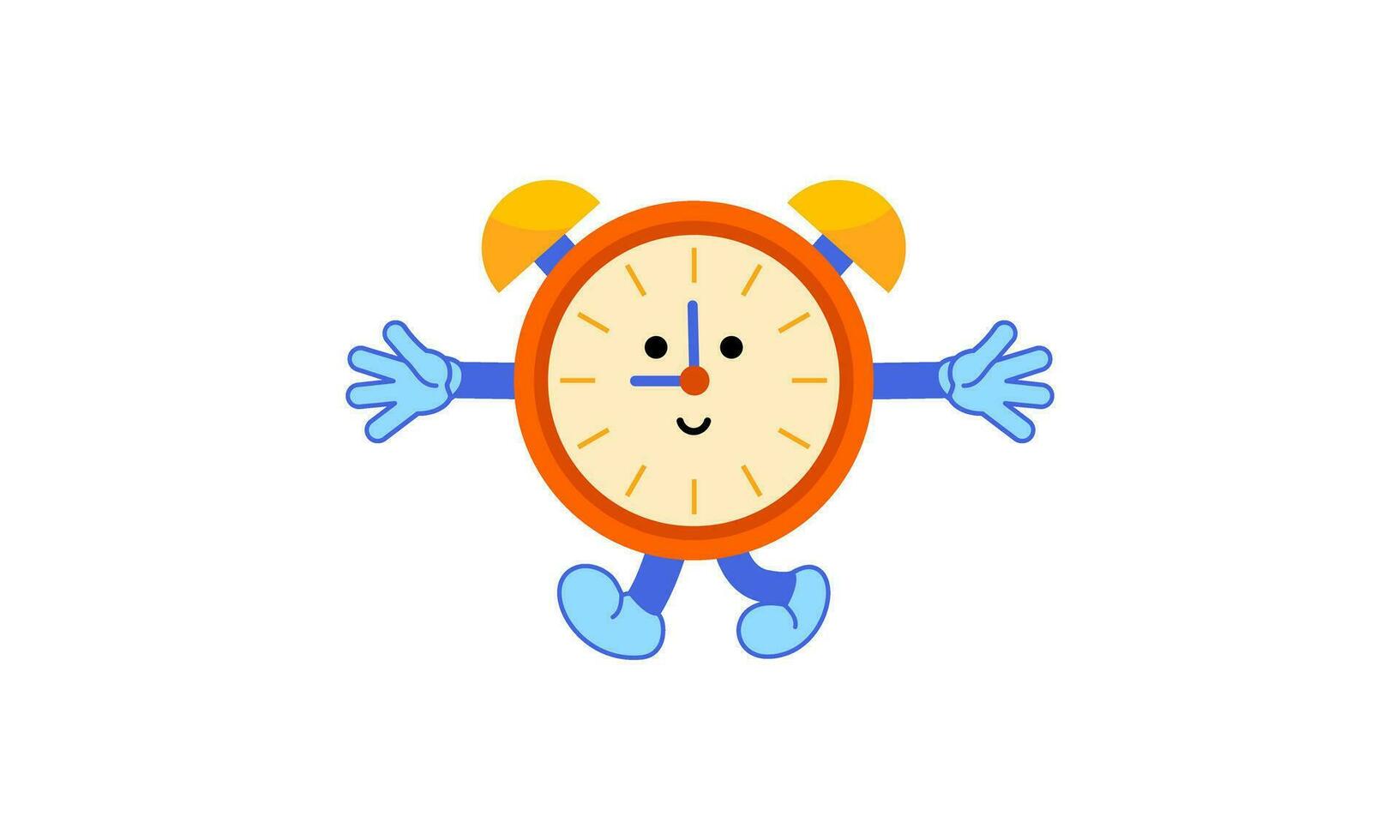 Alarmclock character retro classic cartoon style logo vector