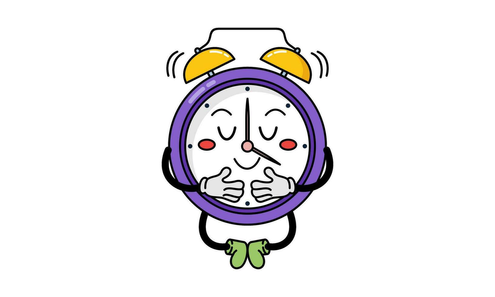 Alarmclock character retro classic cartoon style logo vector
