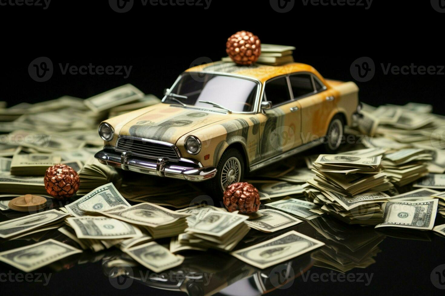 AI generated A car and money in harmony representing financial achievements and mobility AI Generated photo