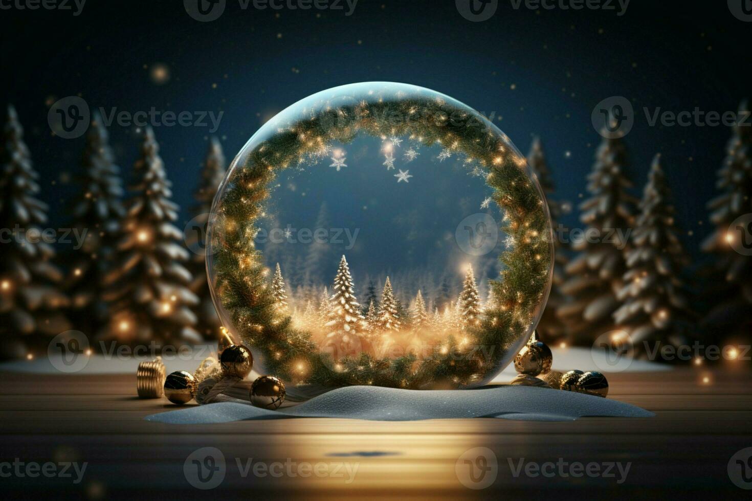 AI generated 3D circle frame a beautiful backdrop to celebrate Merry Christmas and Happy New Year AI Generated photo