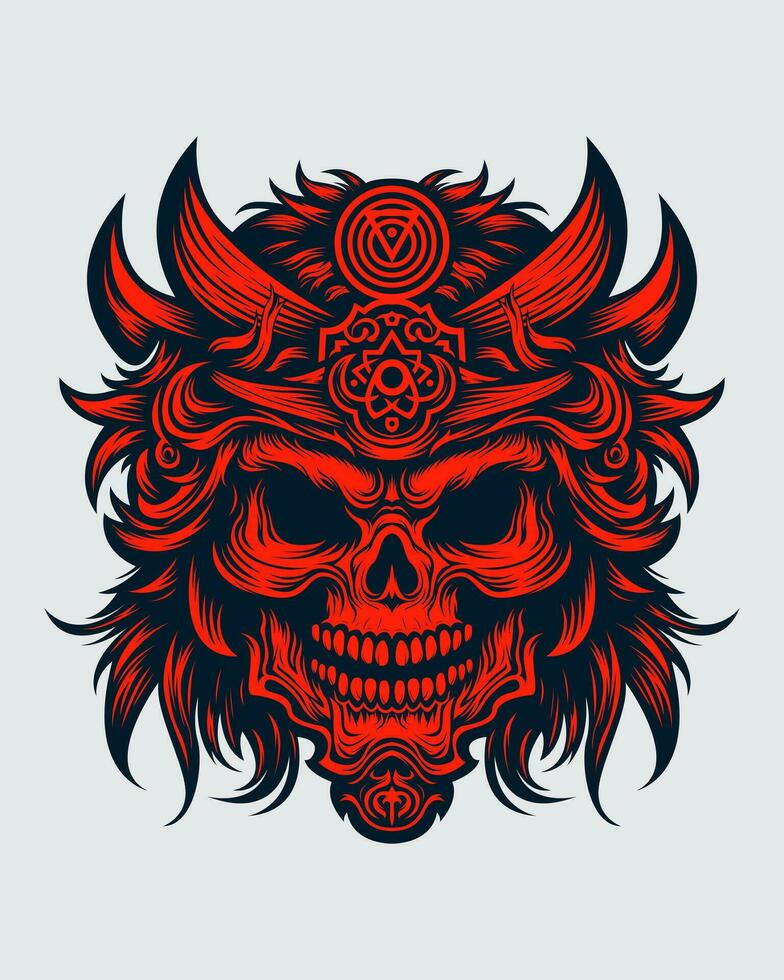 oni máscara ilustración vector para tu t camisa diseño o tatuaje. estos cráneo cabeza ilustraciones son único y visualmente sorprendentes. explorar nuestra colección ahora