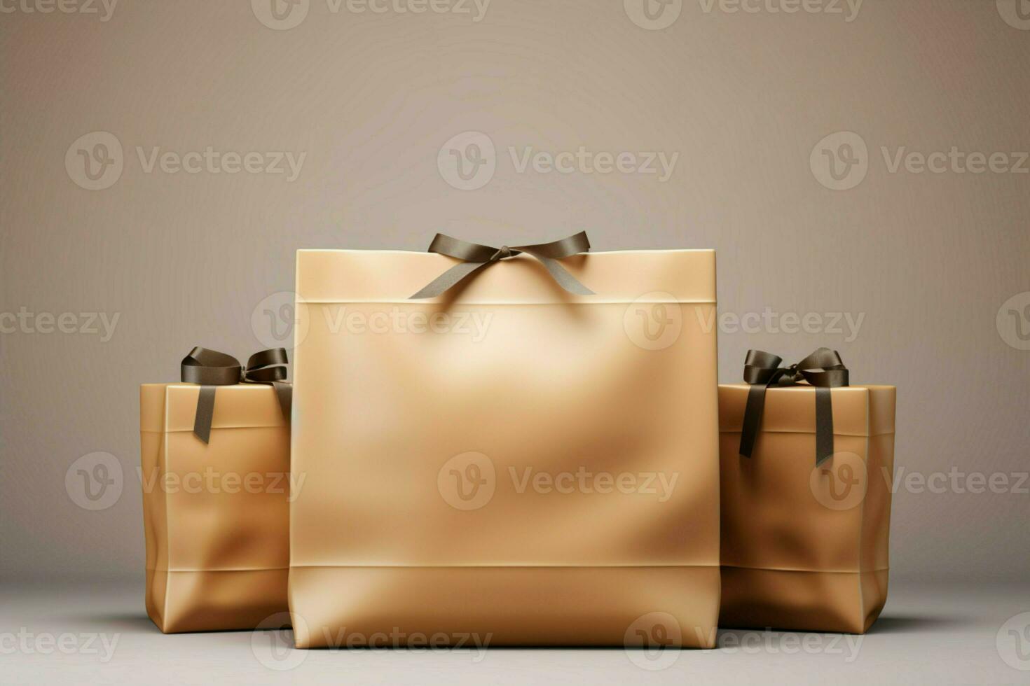 AI generated Practical and stylish 3D render of a blank brown paper bag photo