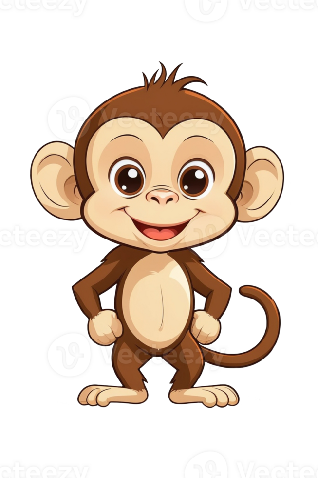 AI generated Cute monkey cartoon illustration png