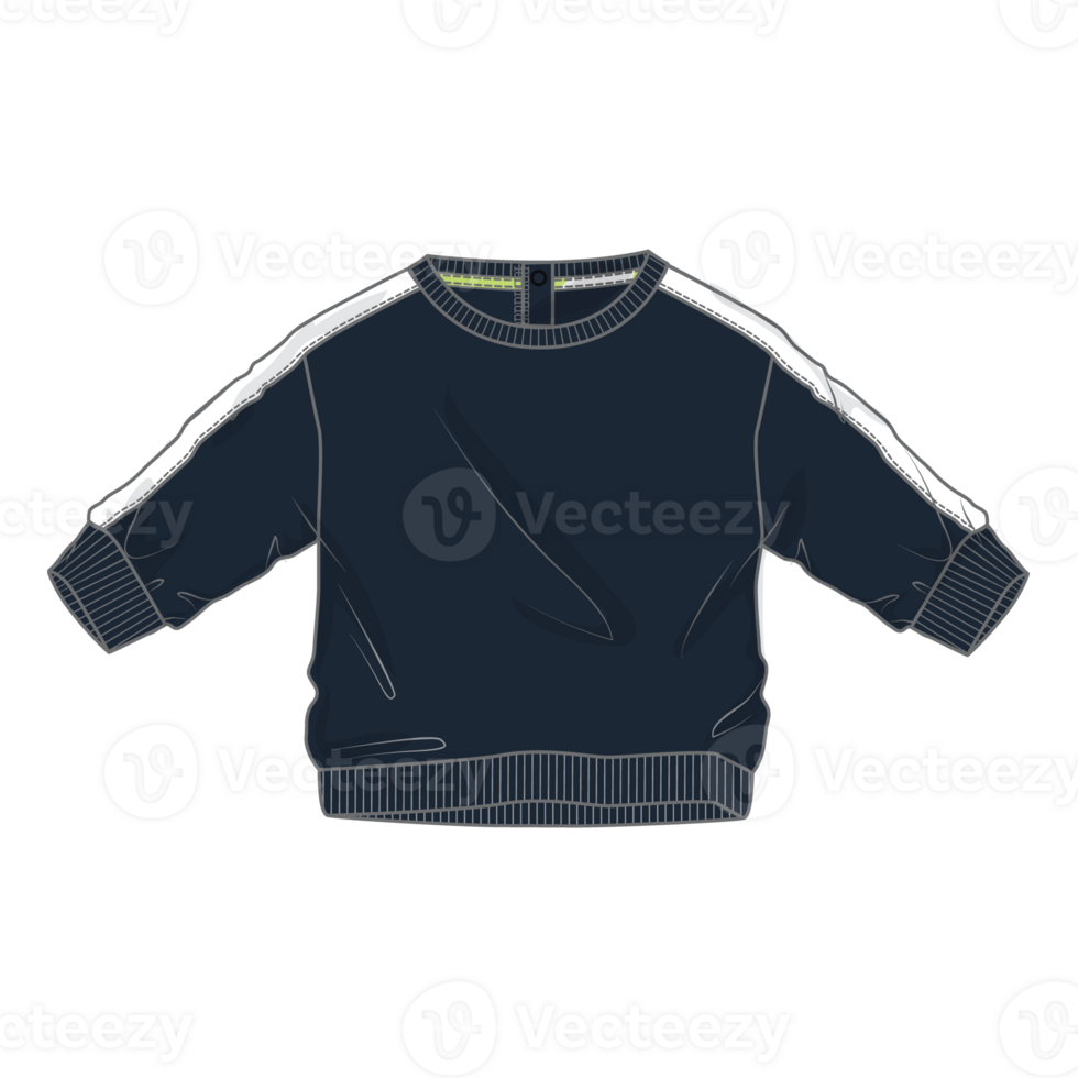 Long sleeve Blue color sweatshirt  template for baby boys isolated on transparent background png