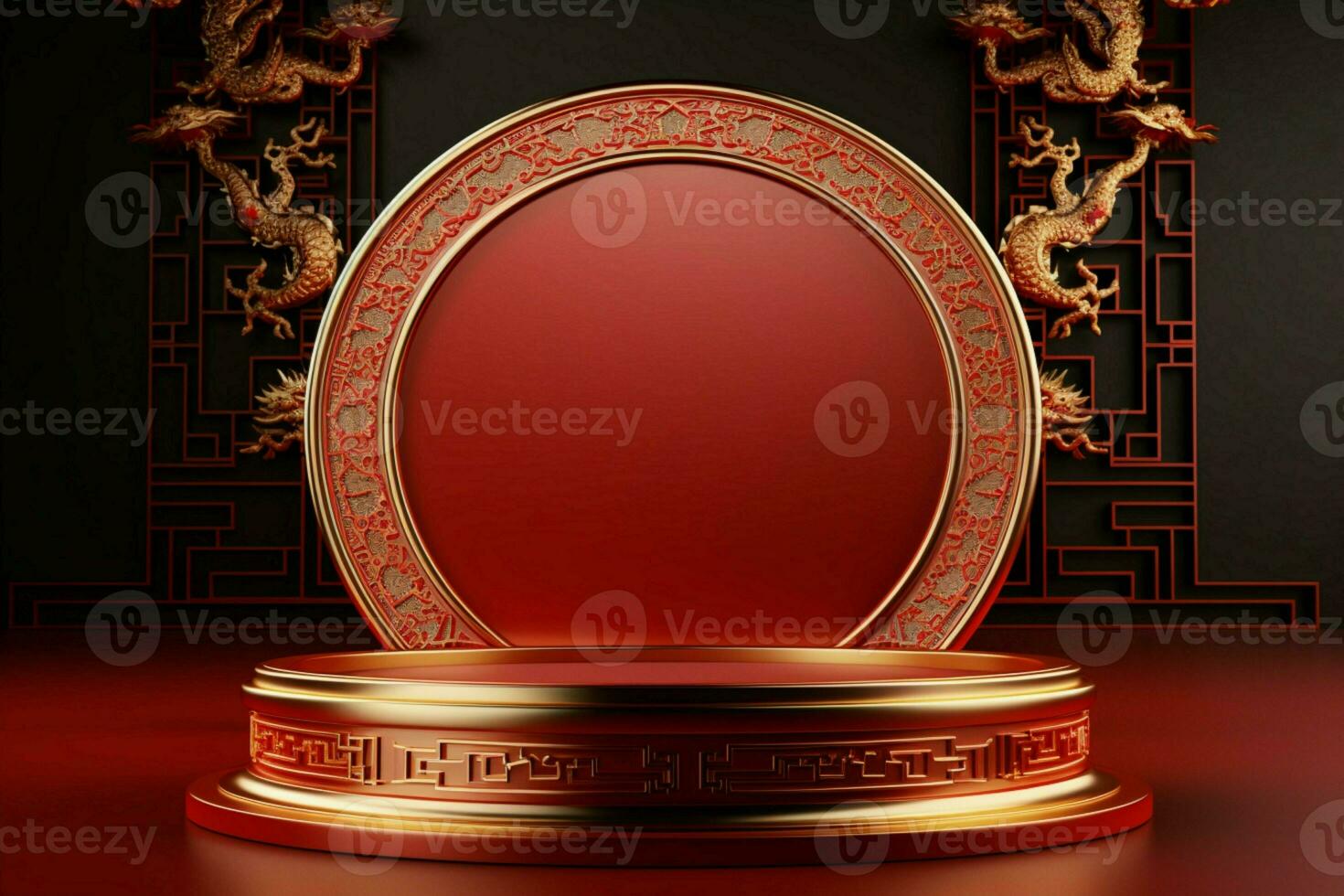 AI generated Contemporary 3D Chinese New Year banner smartphone, hanging lantern, celebration photo
