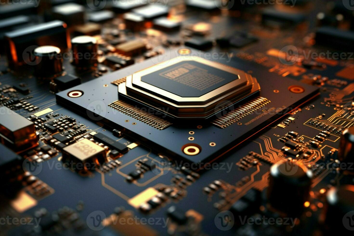 AI generated Intricate technology close up view of an advanced AI processor photo
