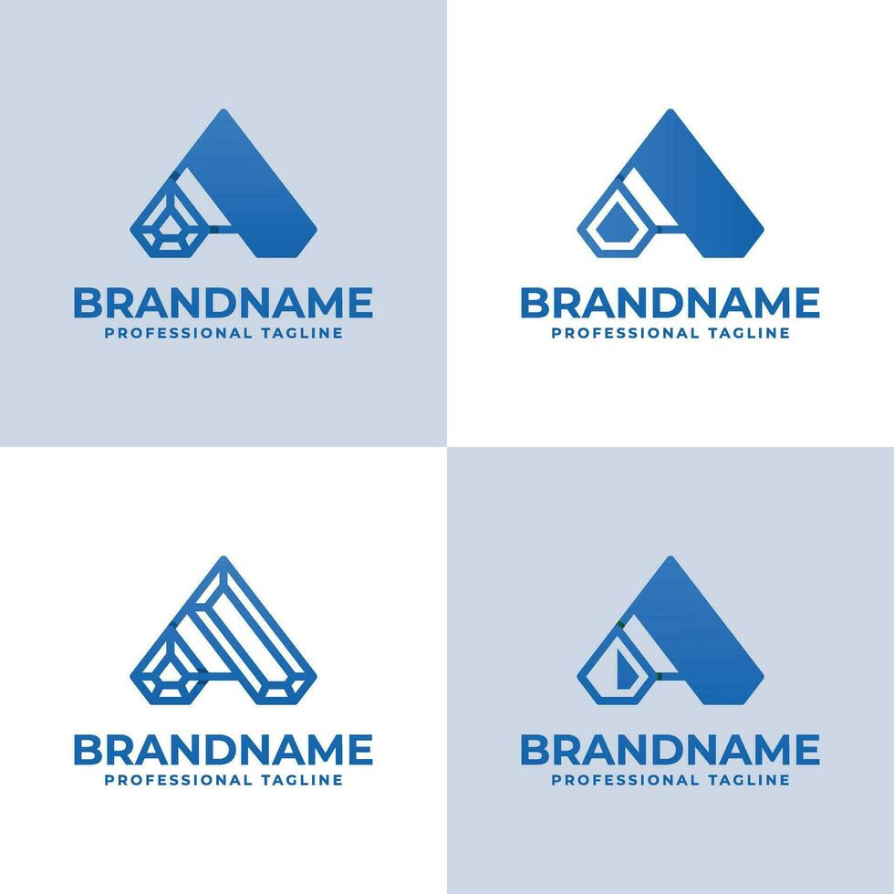 Letter A Diamond Logo Set, suitable for business related to Diamond with A initial vector