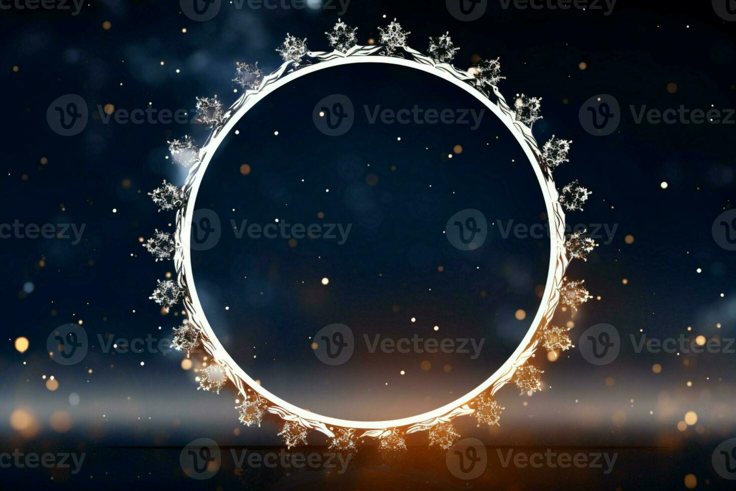 AI generated Elegantly designed 3D circle frame background perfect for Merry Christmas and Happy New Year AI Generated photo