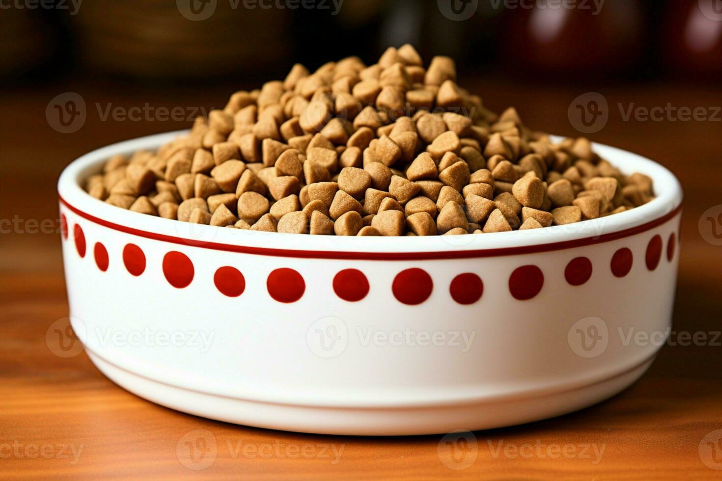 AI generated Simple elegance Dry cat food in a pristine white bowl photo