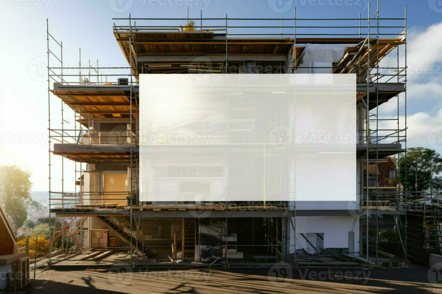 AI generated Construction visualization Scaffold and building mock up for efficient project planning AI Generated photo