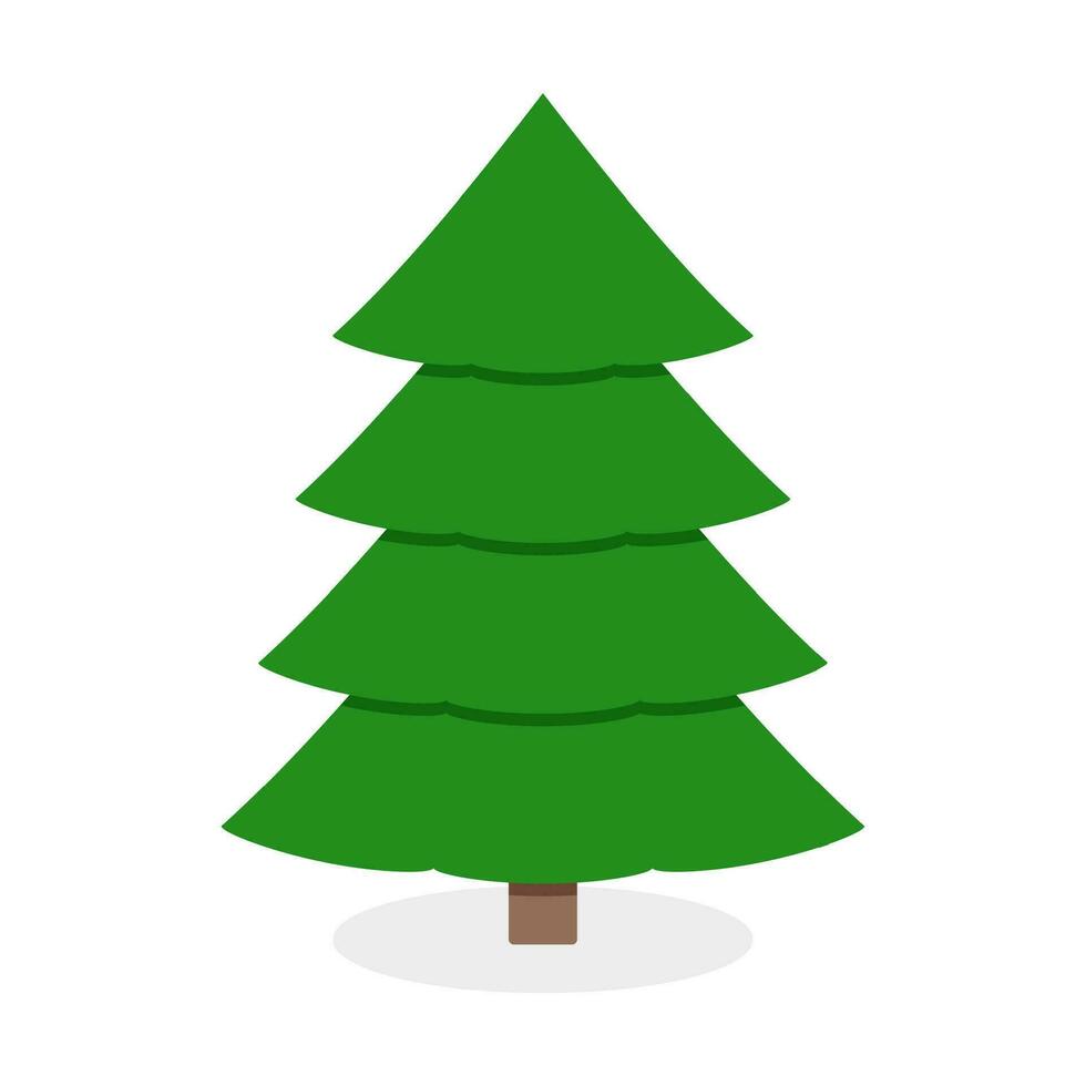 Christmas green tree isolated on white background. Symbol vector celebration traditional Xmas and New Year, pine evergreen christmas minimalistic style illustration