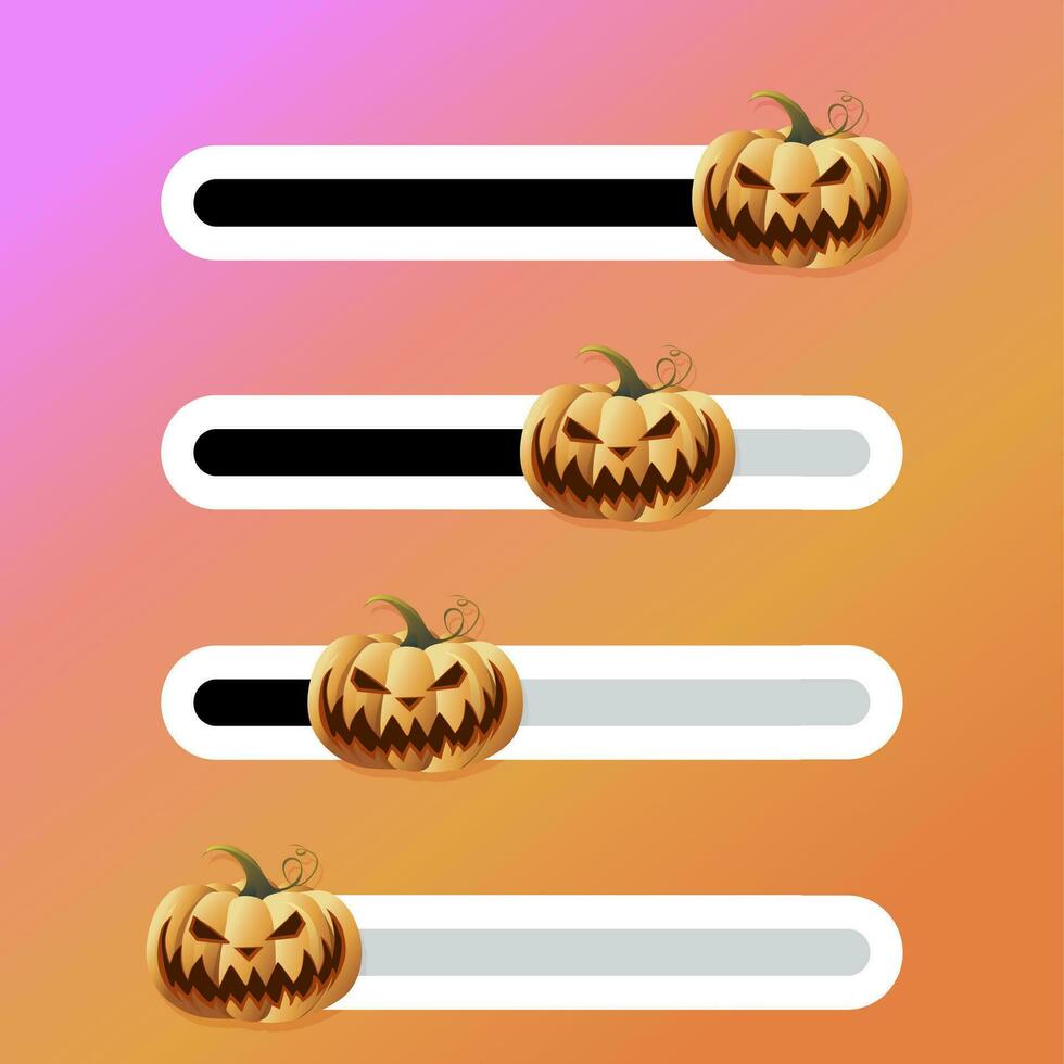 Halloween slider with horror pumpkin for social network story. User interface for mobile app in messenger. Vector illustration