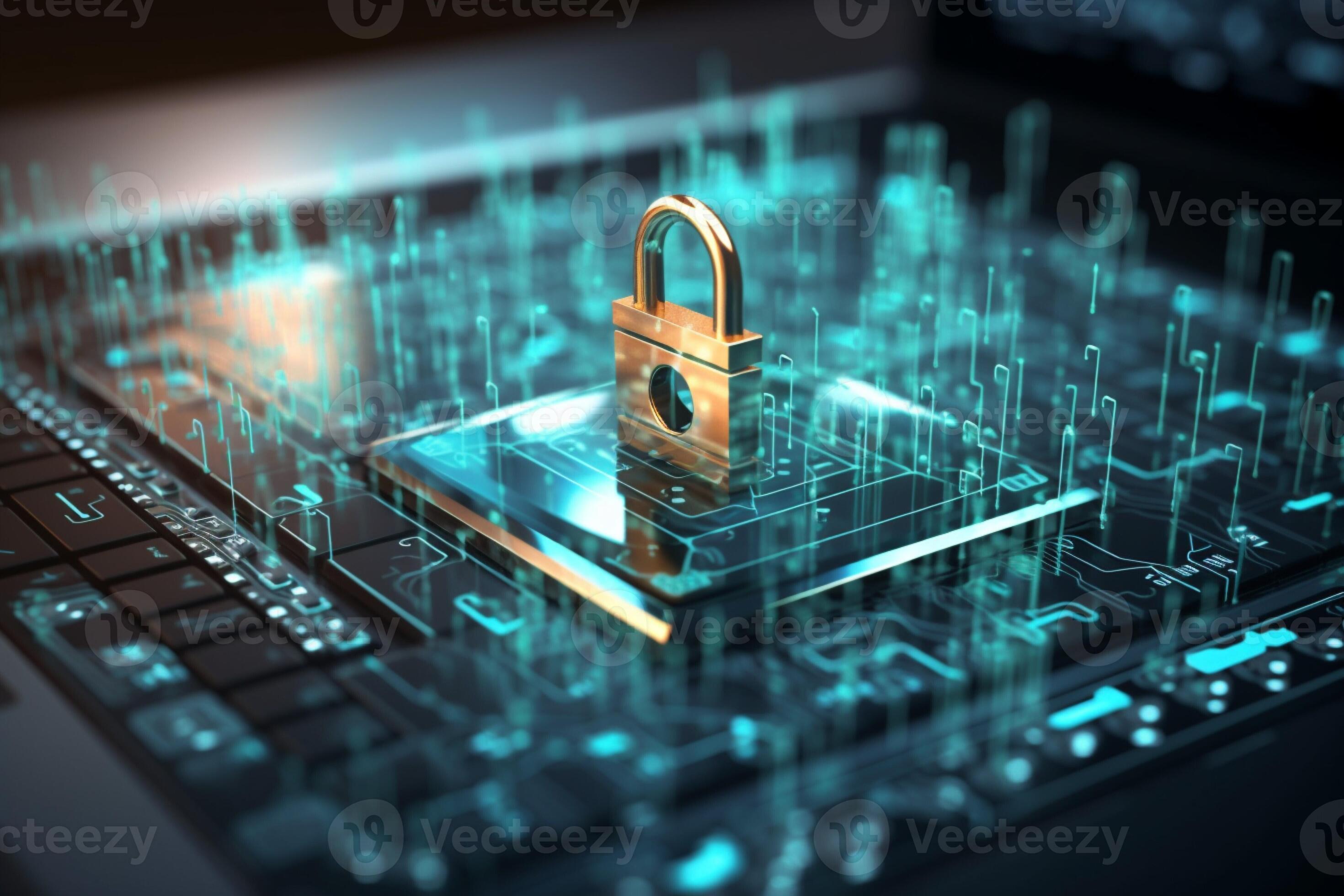 AI generated Digital fortress Cybersecurity concept with user privacy