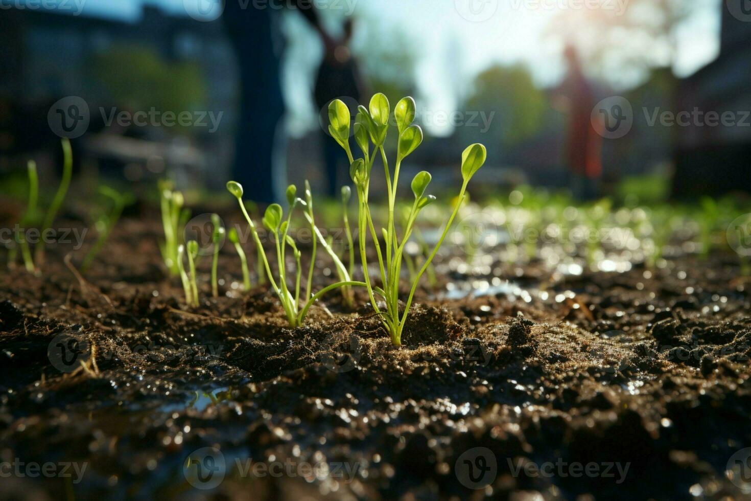 AI generated Climate action Planting a new tree to combat and mitigate climate change AI Generated photo