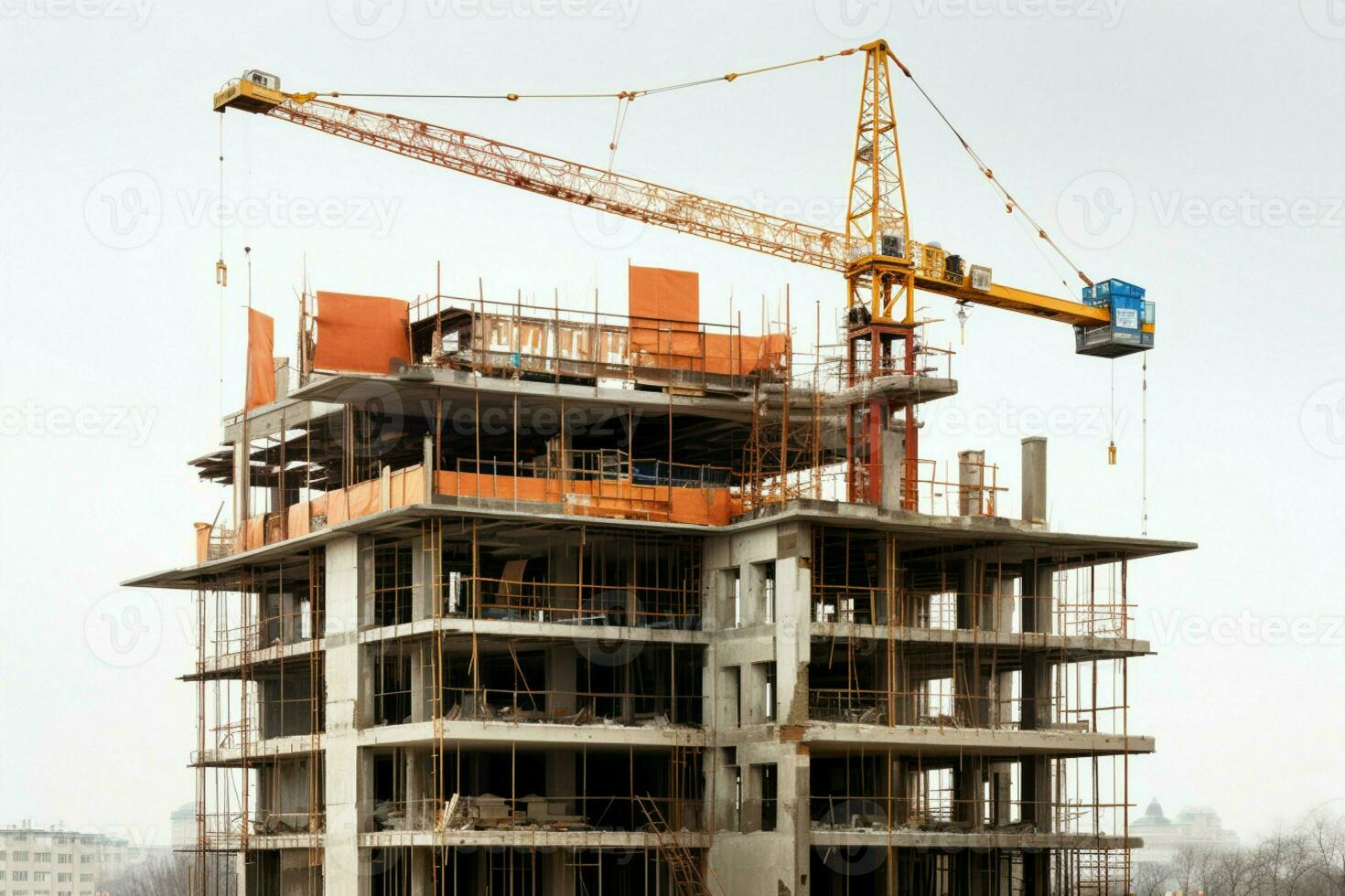 AI generated Construction in focus Building under construction isolated on a white background AI Generated photo