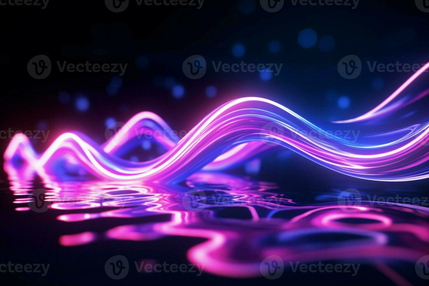AI generated Blue and pink light dance in a stunning abstract wave technology photo